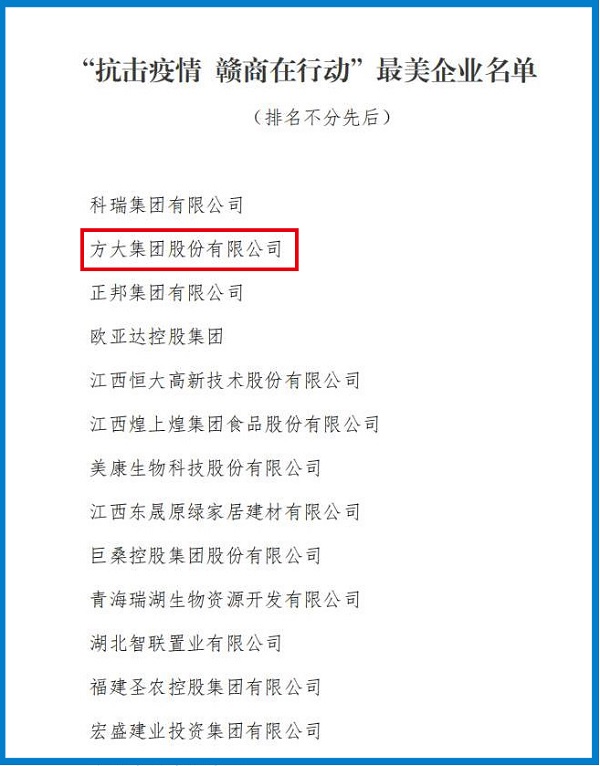 2020.08.12 PG电子集团荣获“抗击疫情 赣商在行动”最美企业称号